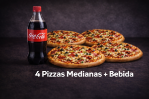 4 Pizzas Medianas + Bebida