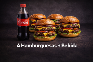 4 Hamburguesas + Bebida